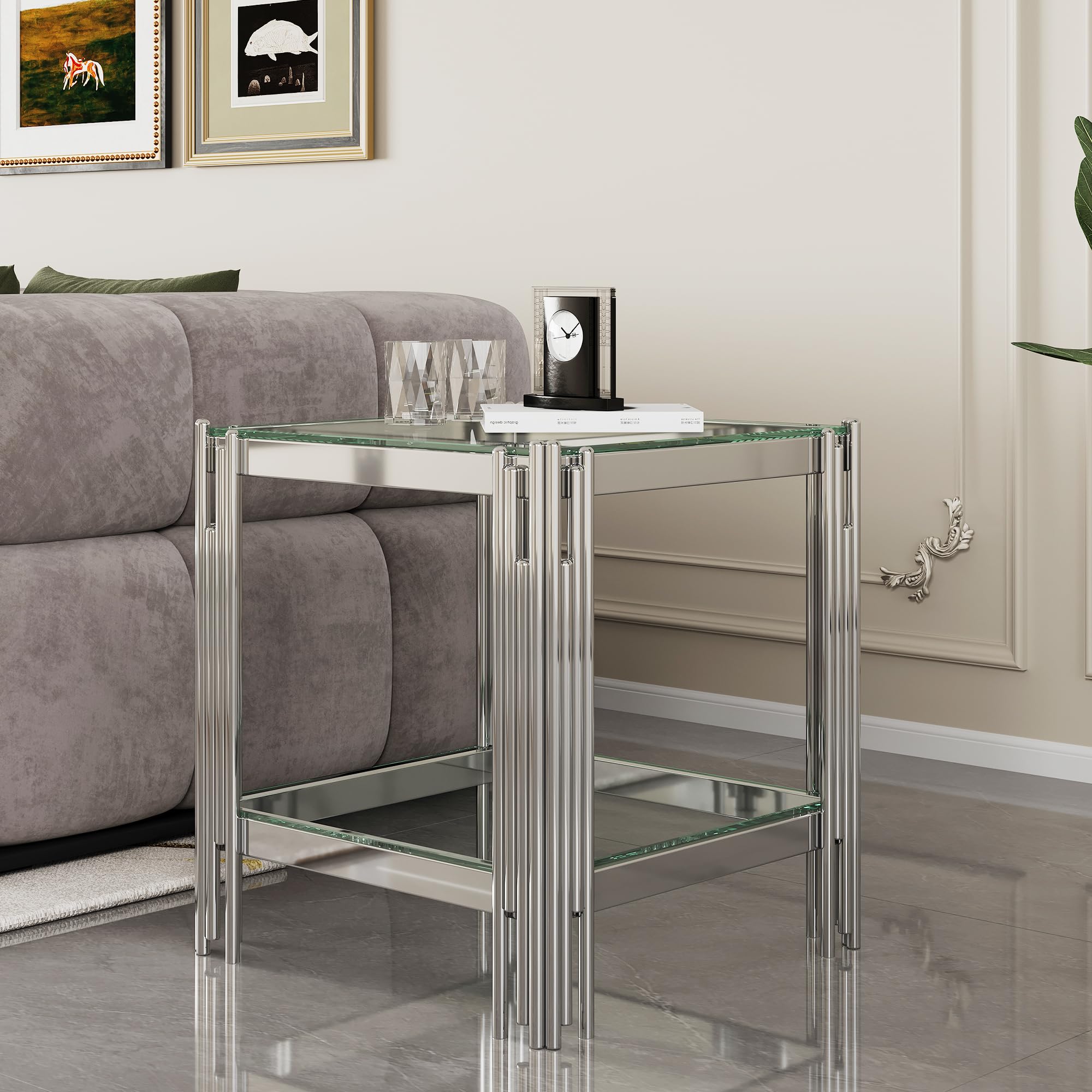 【N2 interior】stainless side table N2 interior】stainless side table Amazon.com: Modern Clear Glass
